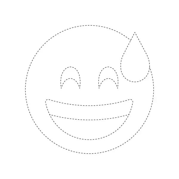 Grinning Face With Sweat Emoji Tracing Page