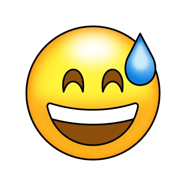 Grinning Face With Sweat Emoji