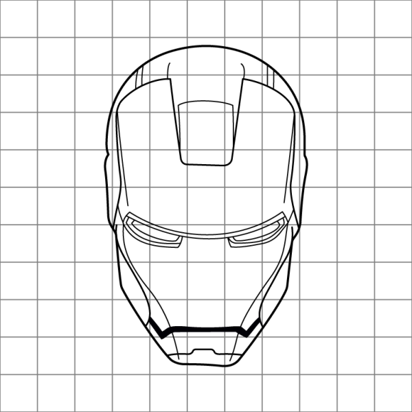 Iron Man Mask Drawing Grid
