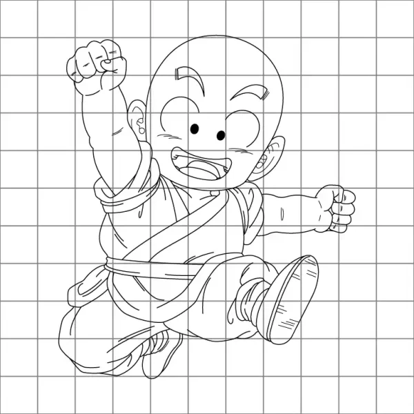 Krillin Monk Drawing Grid