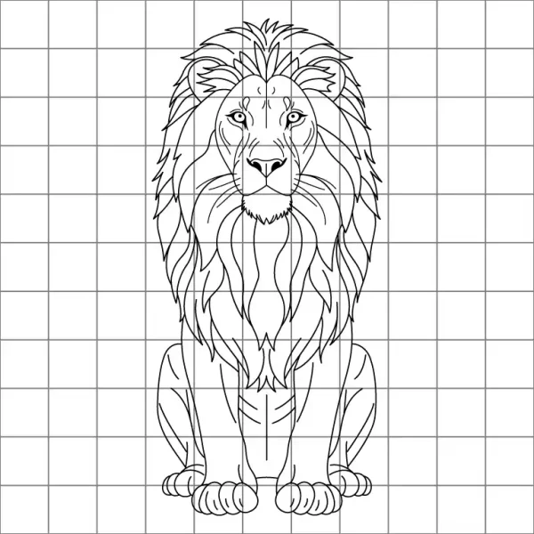 Lion Drawing Grid