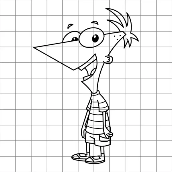 Phineas Flynn Drawing Grid