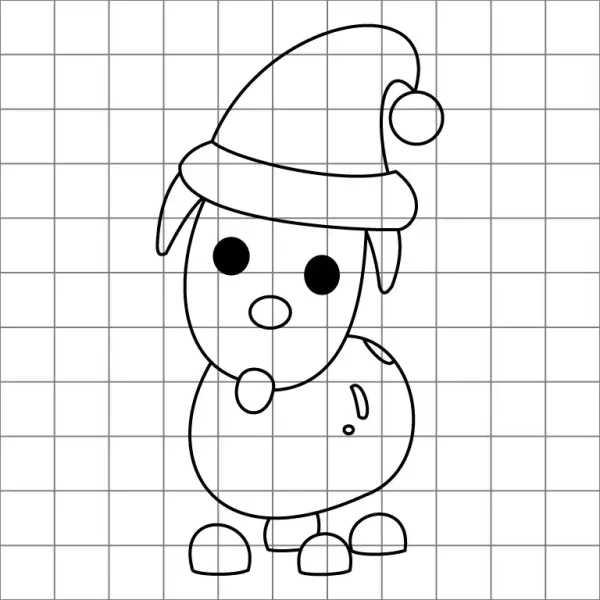 Santa Dog Drawing Grid