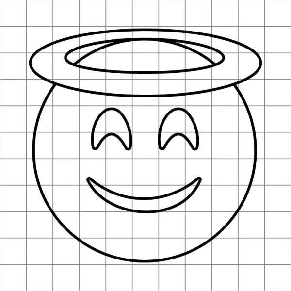 Smiling Face With Halo Emoji Drawing Grid