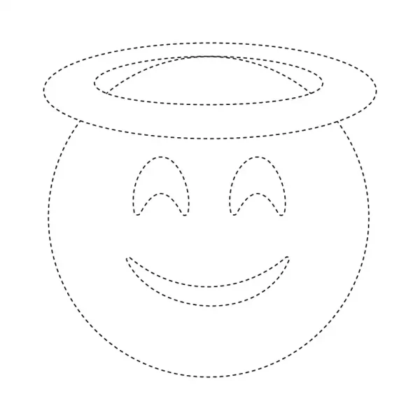 Smiling Face With Halo Emoji Tracing Page