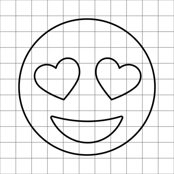 Smiling Face With Heart Eyes Emoji Drawing Grid