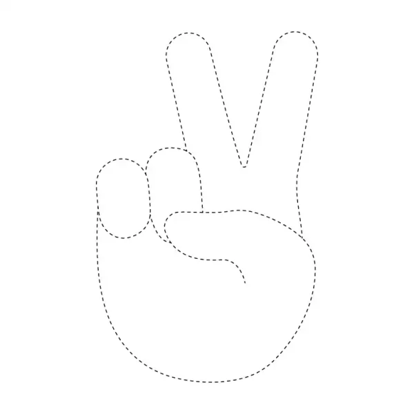Victory Hand Emoji Tracing Page